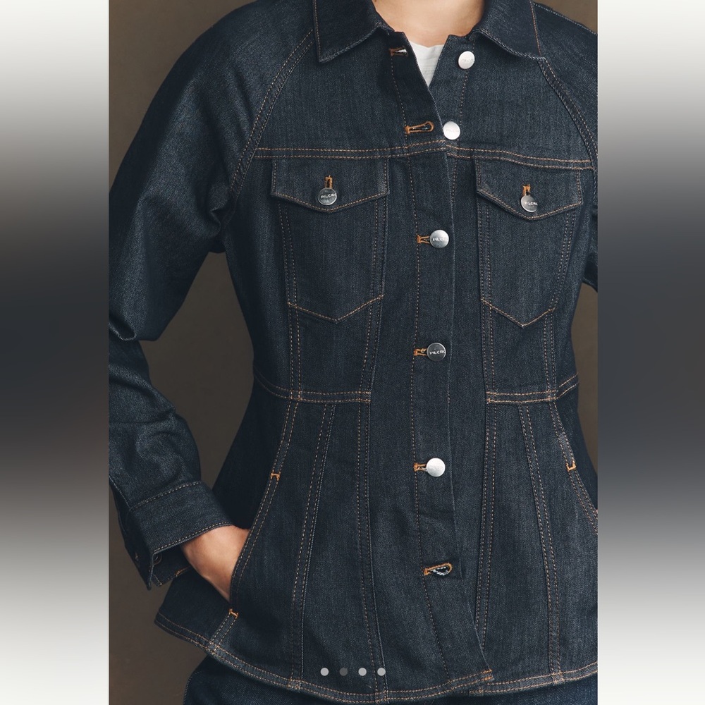 NEW! 💝ANTHRO X PILCRO Peplum Cinched Waist Denim Jacket - Picture 6 of 7